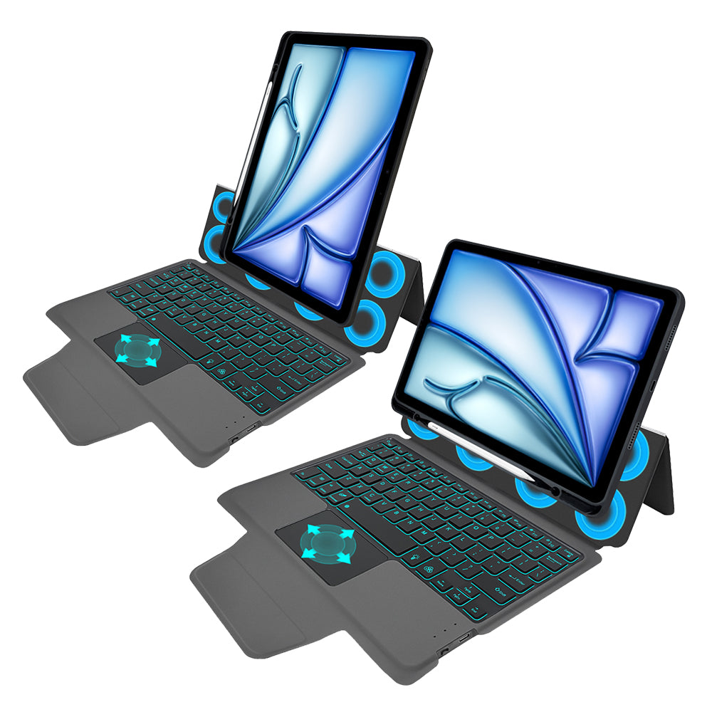 Techsuit - KeyTab Pro + Screen Protector (with RGB Wireless Keyboard/Stylus Pen Holder) - iPad Air 11 2024/2025 - Black