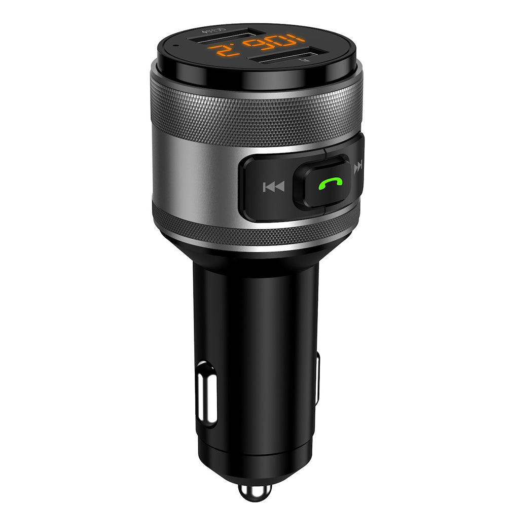 Techsuit - FM Modulator VoltTune (MFM1) - Dual-USB, QC3.0, MP3 Player Function, Bluetooth - Black