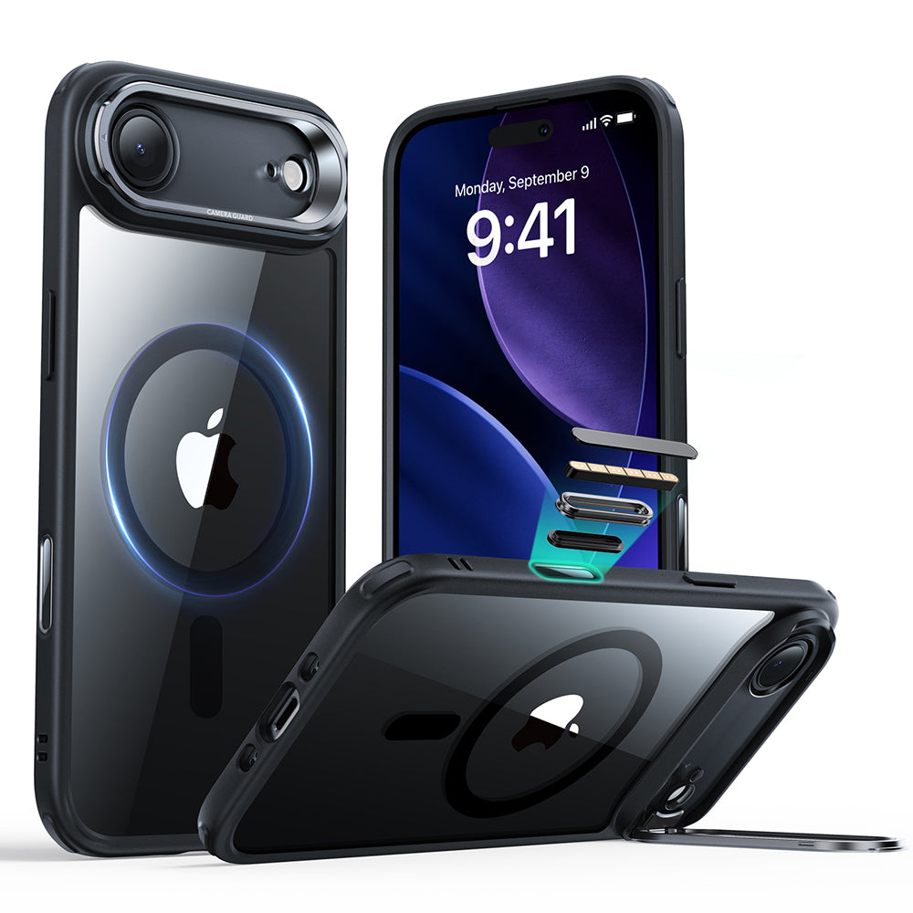 ESR - Classic Hybrid HaloLock Kickstand - iPhone 17 Air - Clear Black
