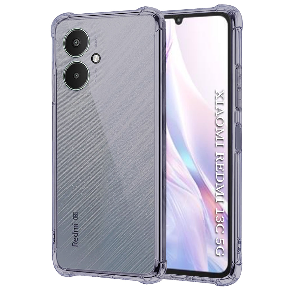 Techsuit - Shockproof Clear Silicone - Xiaomi Redmi 13C 5G - Smoke Black