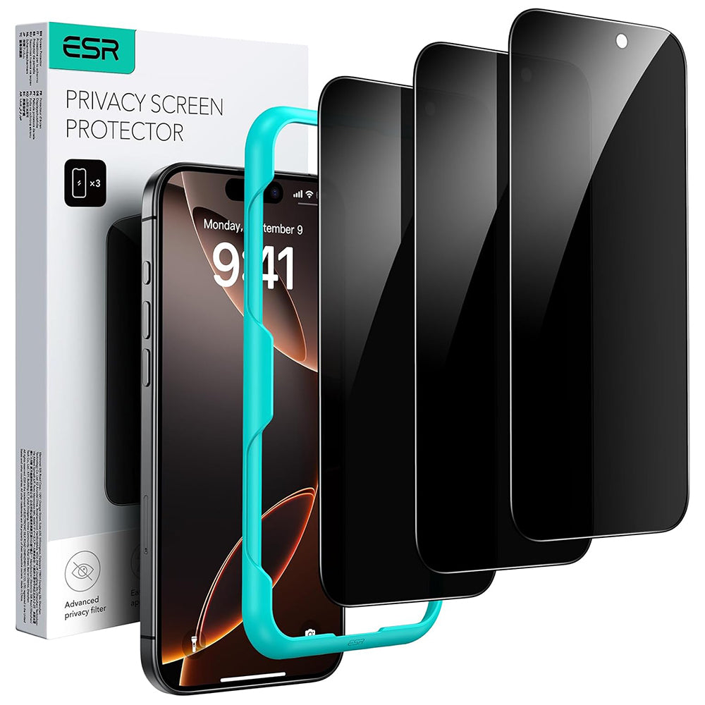 ESR - Privacy Tempered Glass (3 pack) - iPhone 17 / iPhone 16 Pro - Black