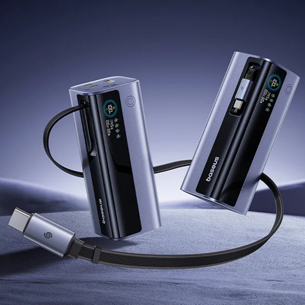 Baseus - Power Bank EnerGeek GR11 (E0027B01) - with USB-C Retractable Cable, 20000mAh, 145W - Grey