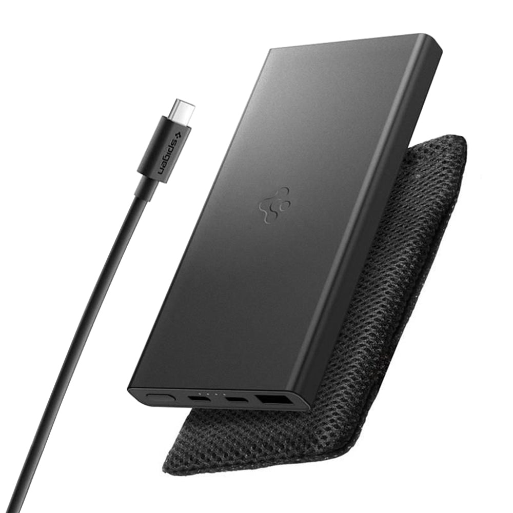 Spigen - Power Bank Essential (EA2210) - Fast Charge, USB, 2x Type-C, Slim Design, Quantum Boost, 10000mAh, 22.5W - Black