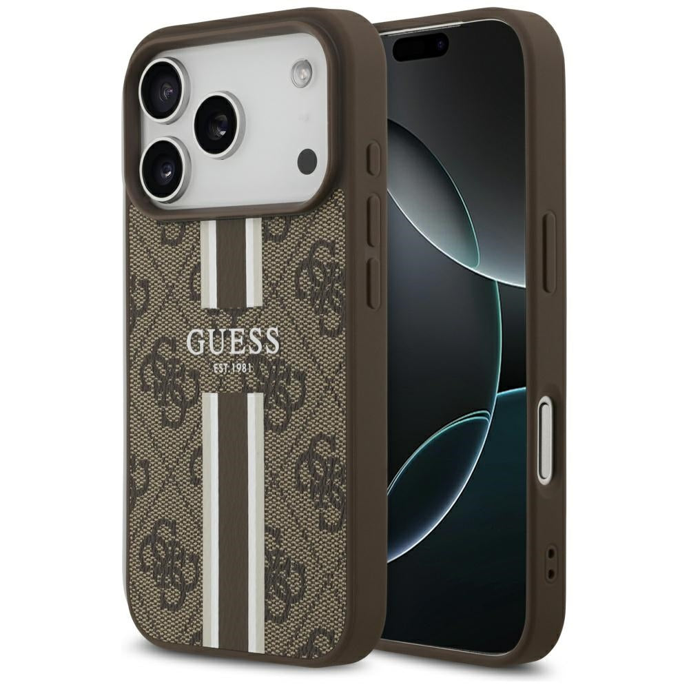 Guess - Hardcase 4G Printed Stripes MagSafe (GUHMP17LP4RPSW) - iPhone 17 Pro - Brown