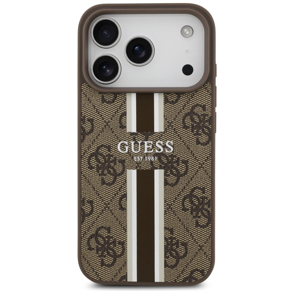 Guess - Hardcase 4G Printed Stripes MagSafe (GUHMP17LP4RPSW) - iPhone 17 Pro - Brown