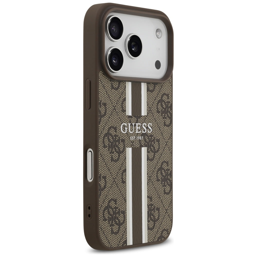 Guess - Hardcase 4G Printed Stripes MagSafe (GUHMP17LP4RPSW) - iPhone 17 Pro - Brown