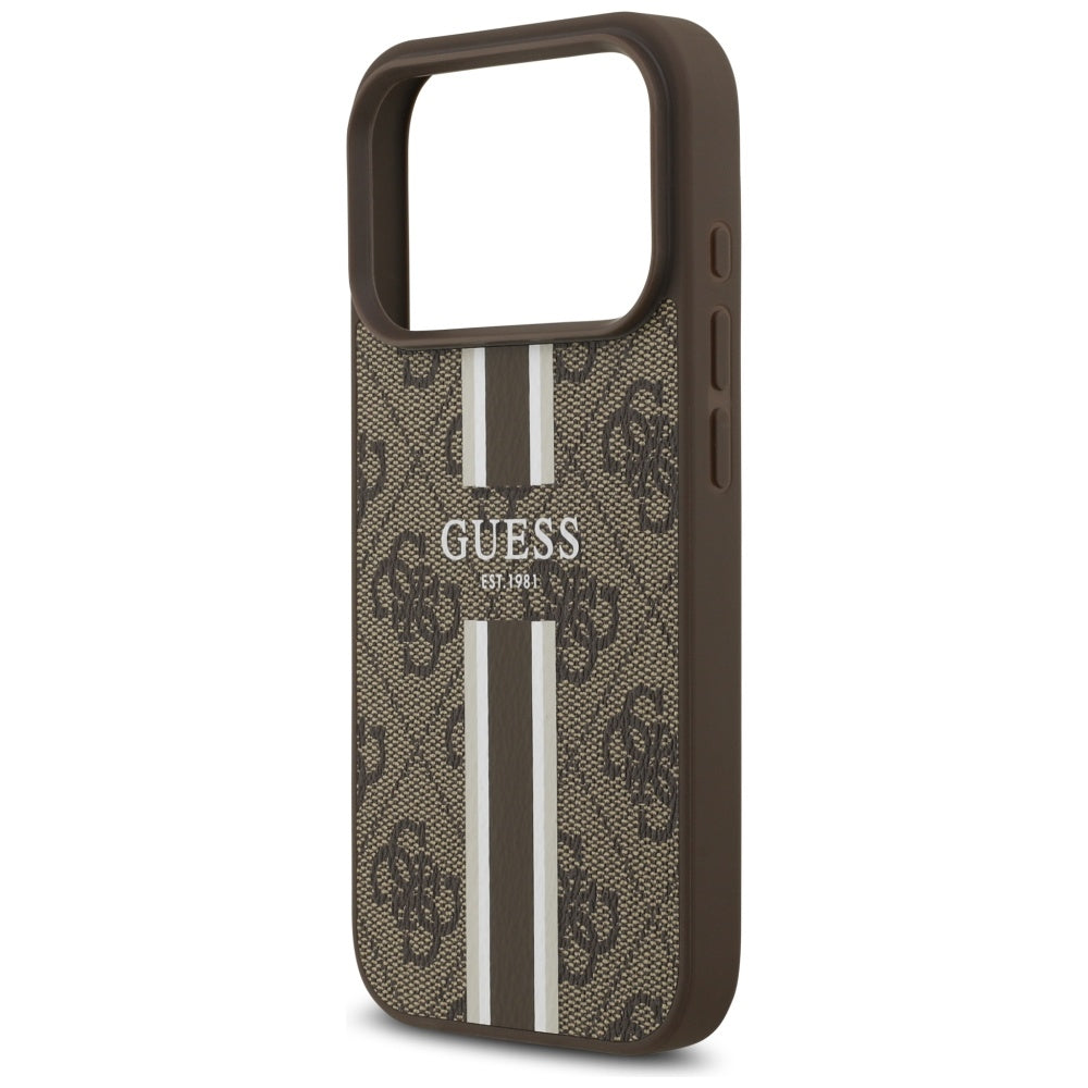 Guess - Hardcase 4G Printed Stripes MagSafe (GUHMP17LP4RPSW) - iPhone 17 Pro - Brown