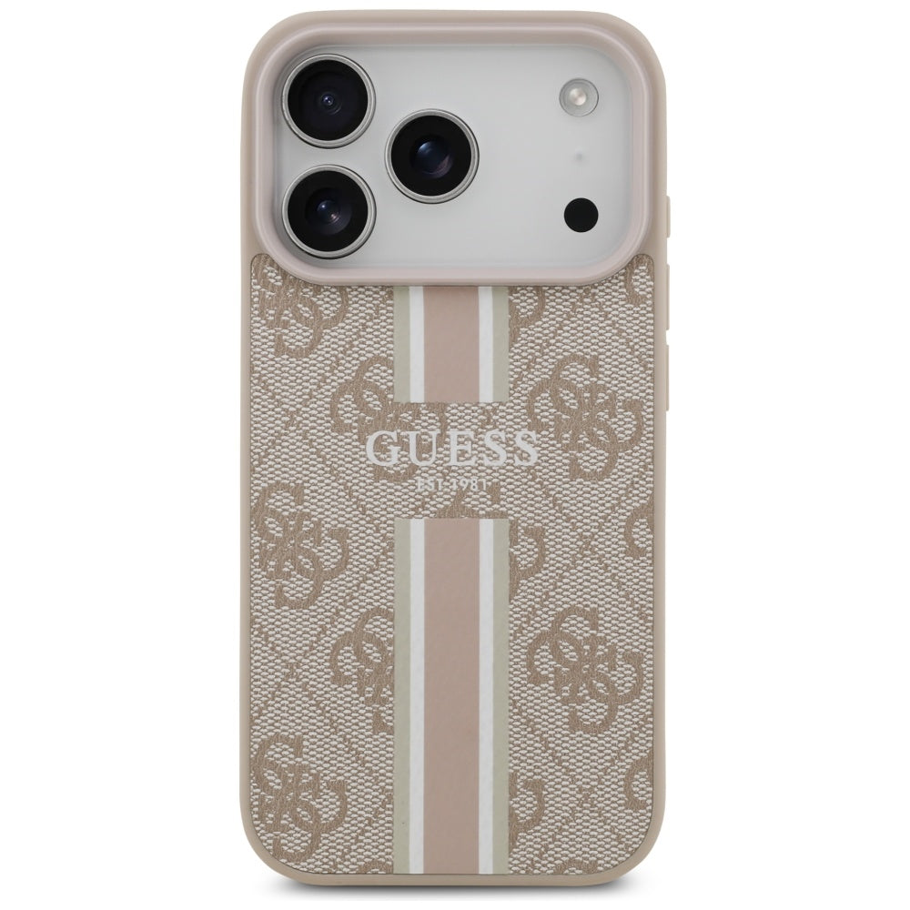 Guess - Hardcase 4G Printed Stripes MagSafe (GUHMP17LP4RPSP) - iPhone 17 Pro - Pink