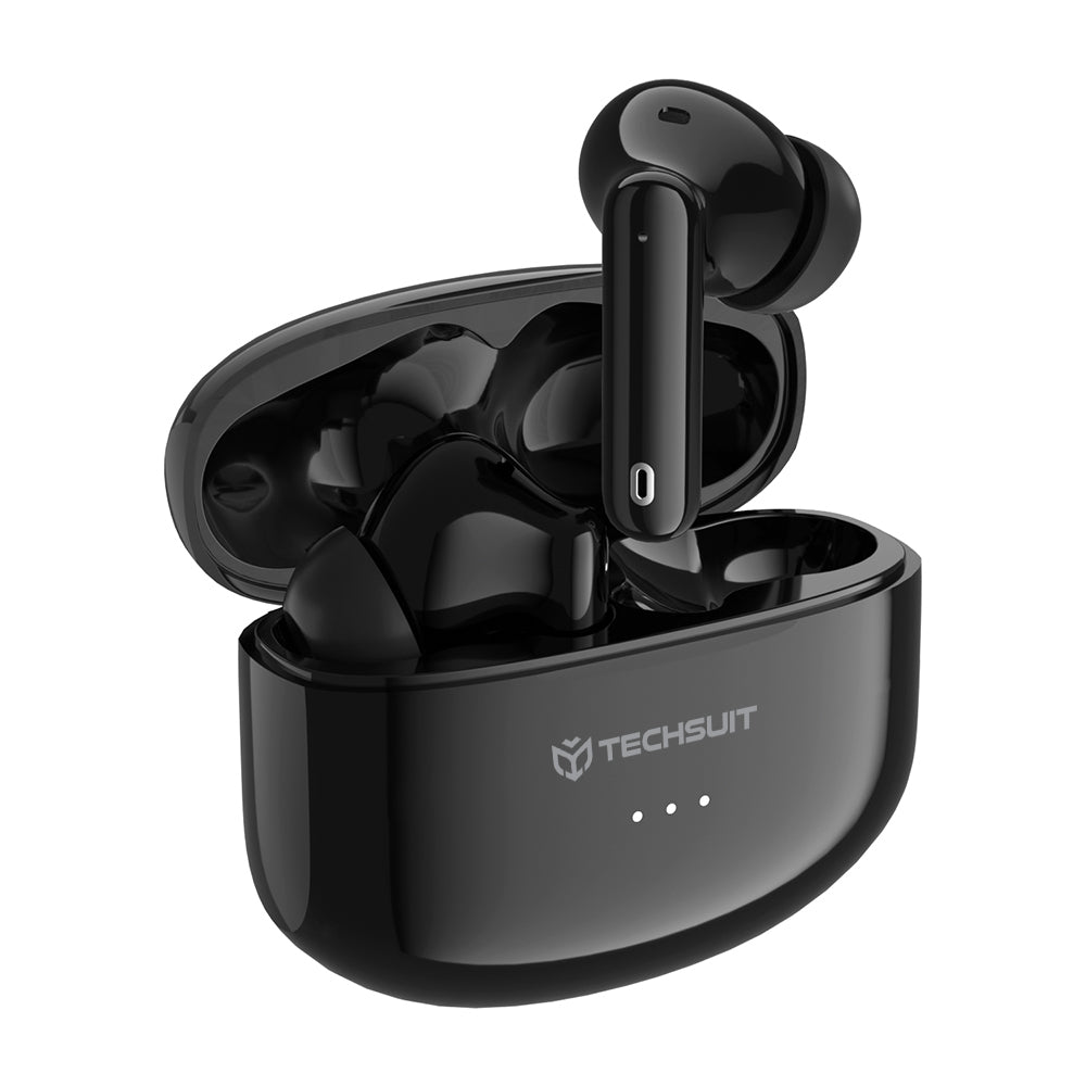Techsuit - Premium Wireless Earbuds Audira Pro (CW1) - Bluetooth V5.4, 300mAh, Active Noise Cancelling, 4 Mic - Black