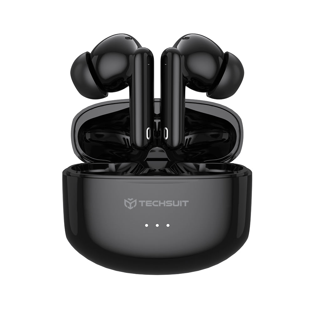 Techsuit - Premium Wireless Earbuds Audira Pro (CW1) - Bluetooth V5.4, 300mAh, Active Noise Cancelling, 4 Mic - Black