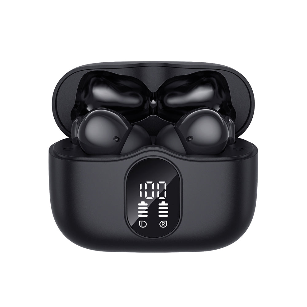 Techsuit - Premium Wireless Earbuds WaveBeat 100 (CW3) - Bluetooth V5.4, 300mAh, ANC, ENC, 4 Mic - Black