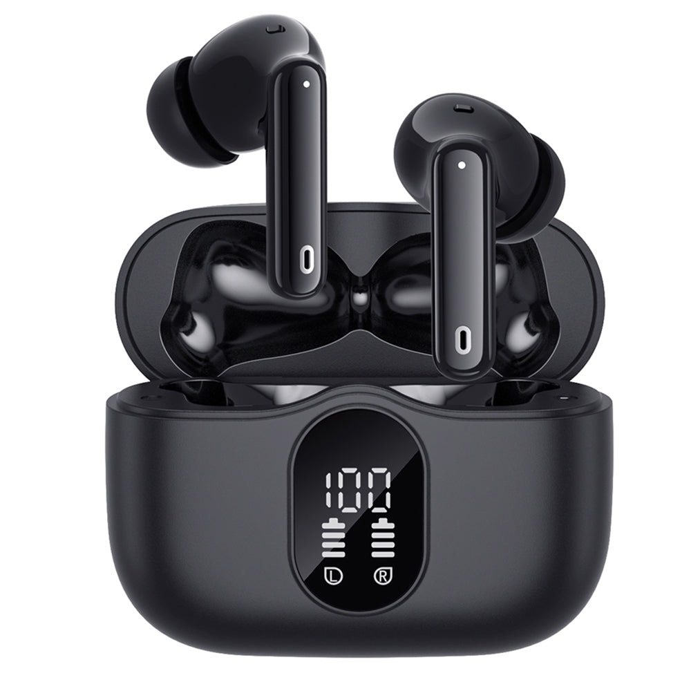 Techsuit - Wireless Earbuds WaveBeatÂ 100 (CW3) - Bluetooth V5.4, 300mAh, ANC, ENC, 4 Mic - Black