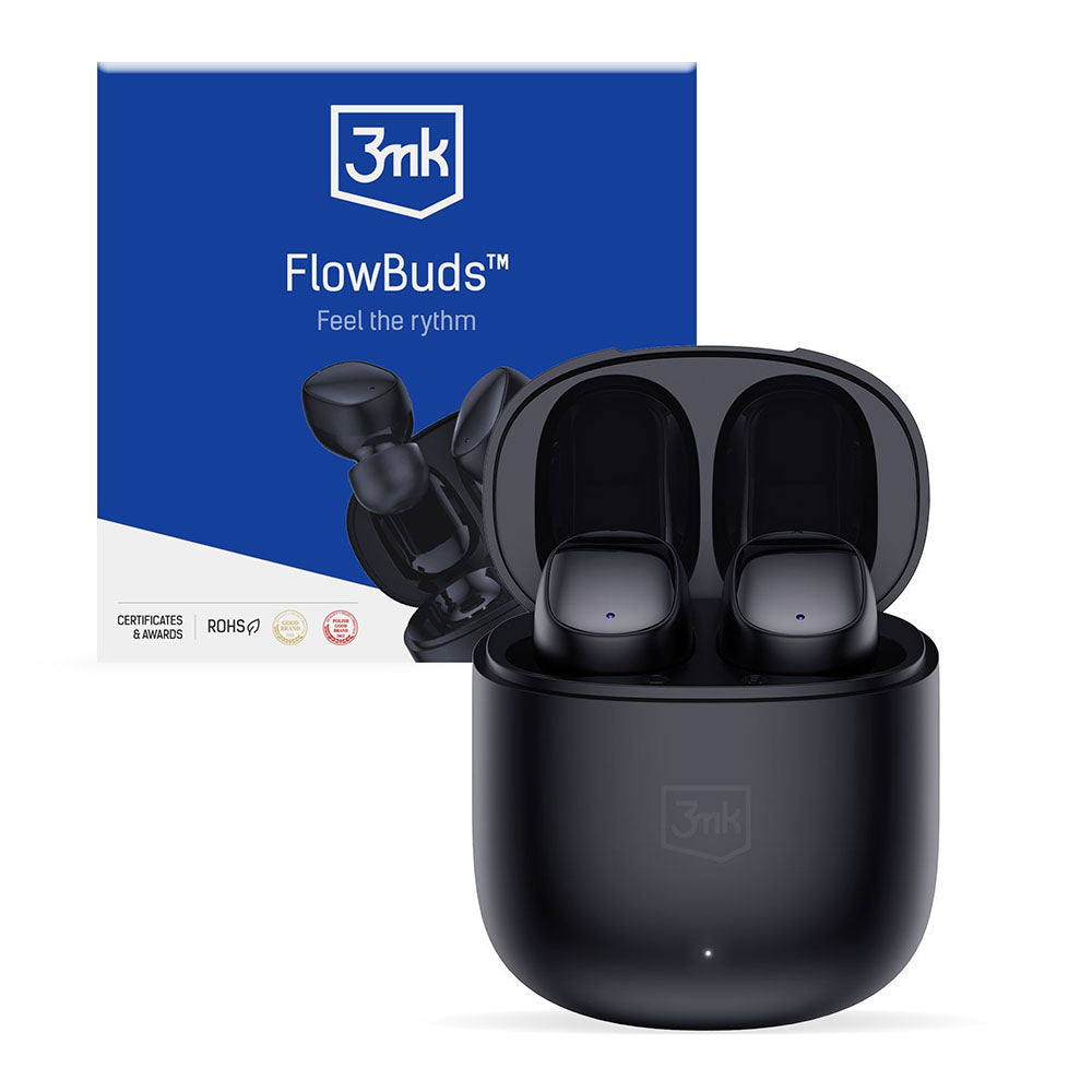 3mk - Wireless Headphones FlowBuds - Bluetooth V5.3, Hi-Fi Sound Quality, Passive Noise Cancellation, Touch Control - Black