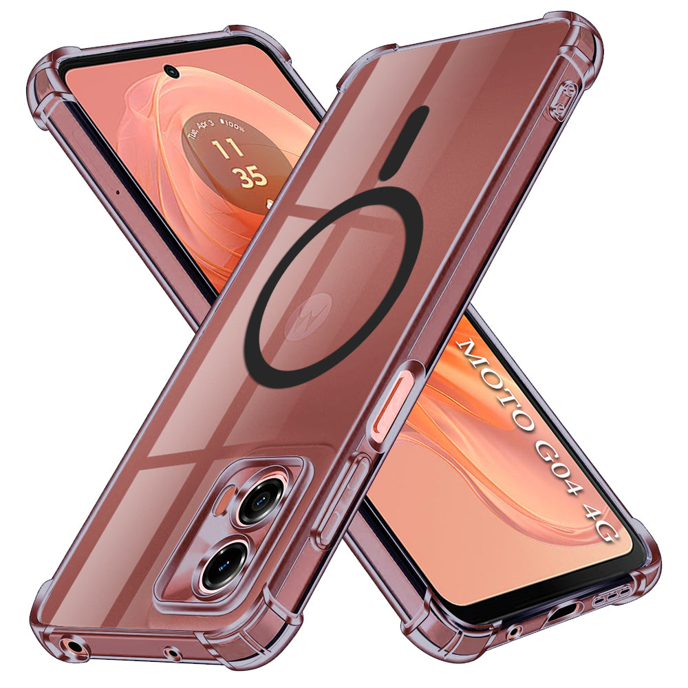 Techsuit - Shockproof Clear Silicone MagSafe - Motorola Moto G04 / Moto G04s / Moto G24 / Moto E14 - Smoke Black