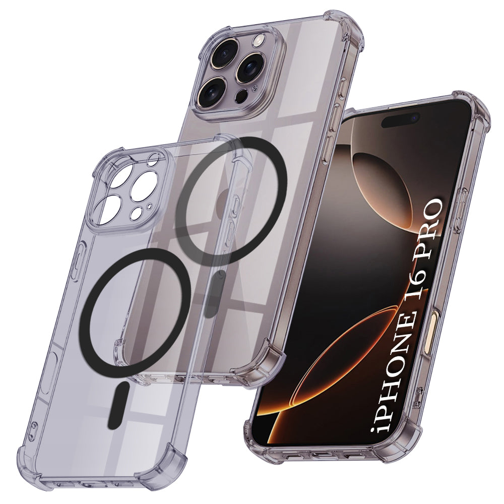 Techsuit - Shockproof Clear Silicone MagSafe - iPhone 16 Pro - Smoke Black