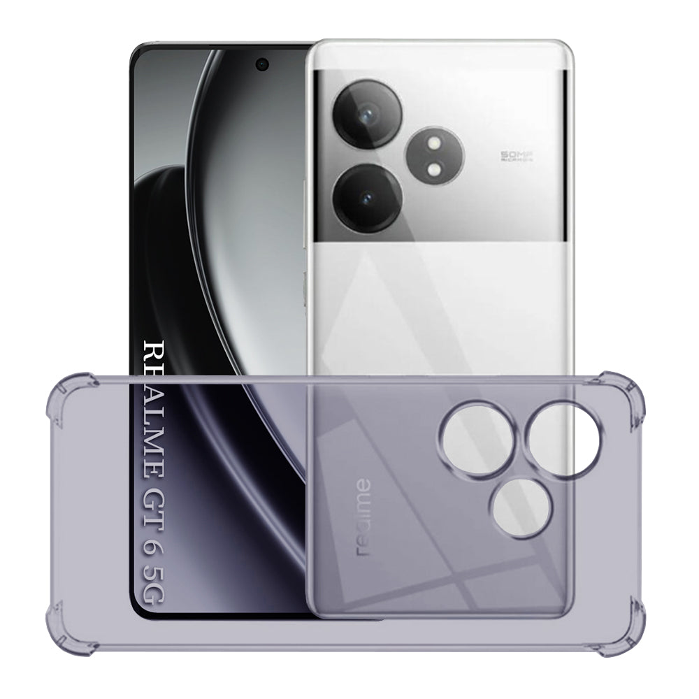 Techsuit - Shockproof Clear Silicone - Realme GT 6 / GT 6T - Smoke Black