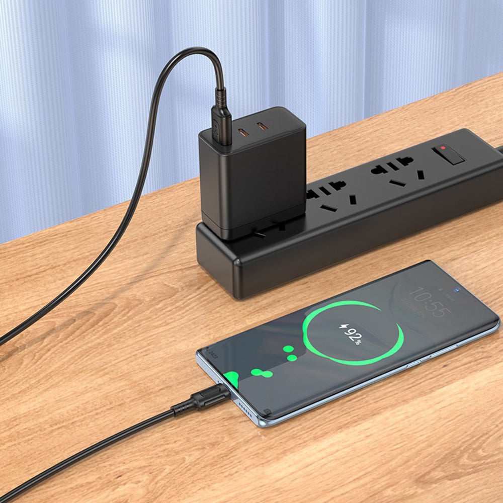 Borofone - Data Cable Feliz Series (BX111) - USB to Type-C, PVC, Universal, 60W, 3A, 1m - Black