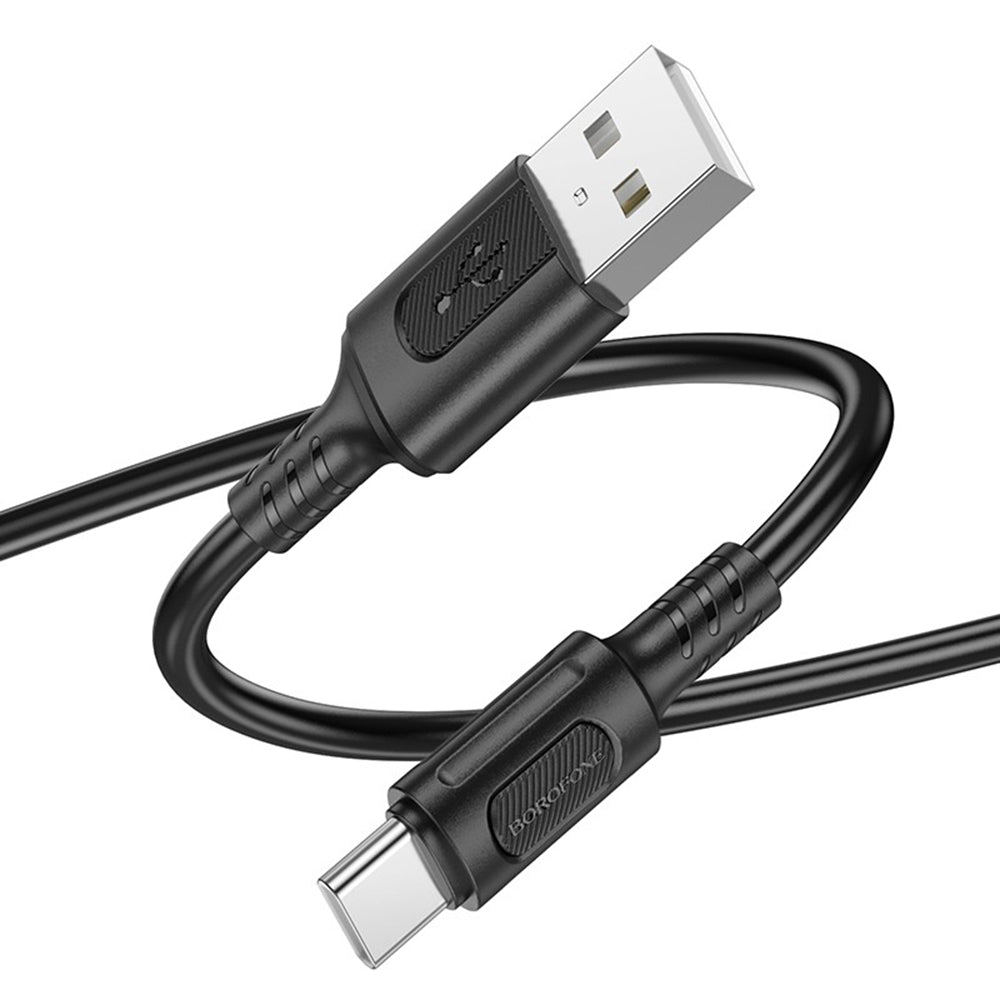 Borofone - Data Cable Feliz Series (BX111) - USB to Type-C, PVC, Universal, 60W, 3A, 1m - Black