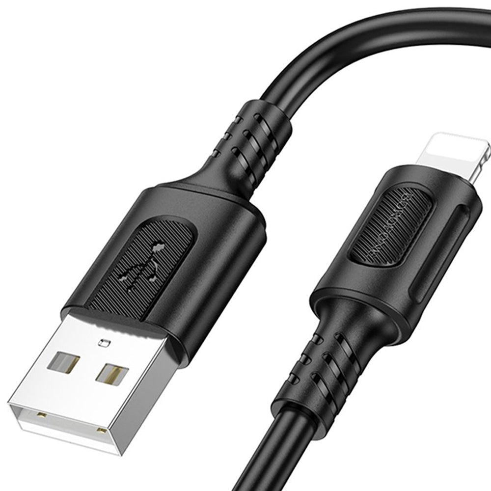 Borofone - Data Cable Feliz Series (BX111) - USB to Lightning, PVC, Universal, 60W, 2.4A, 1m - Black