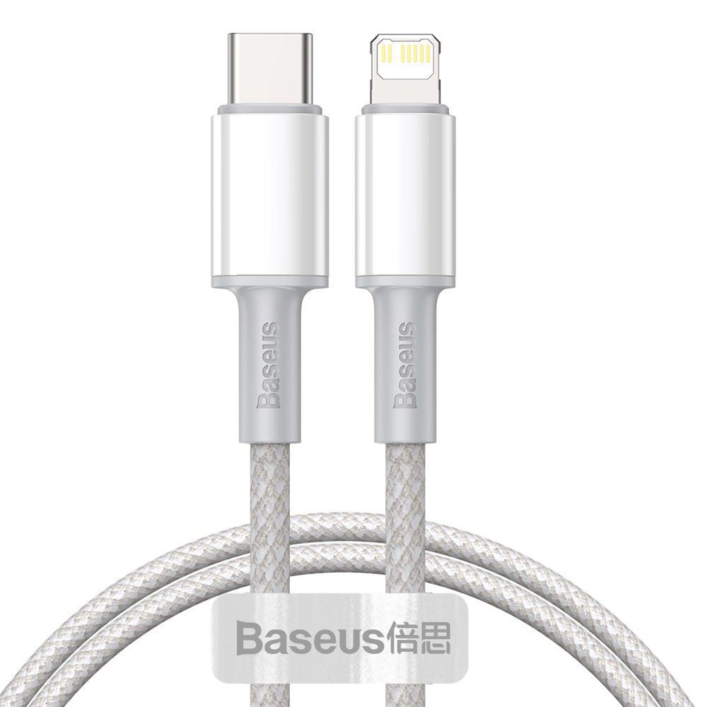 Baseus - Data Cable (CATLGD-02) - Type-C to Lightning, 20W, Fast Charging, Braided, 1m - White