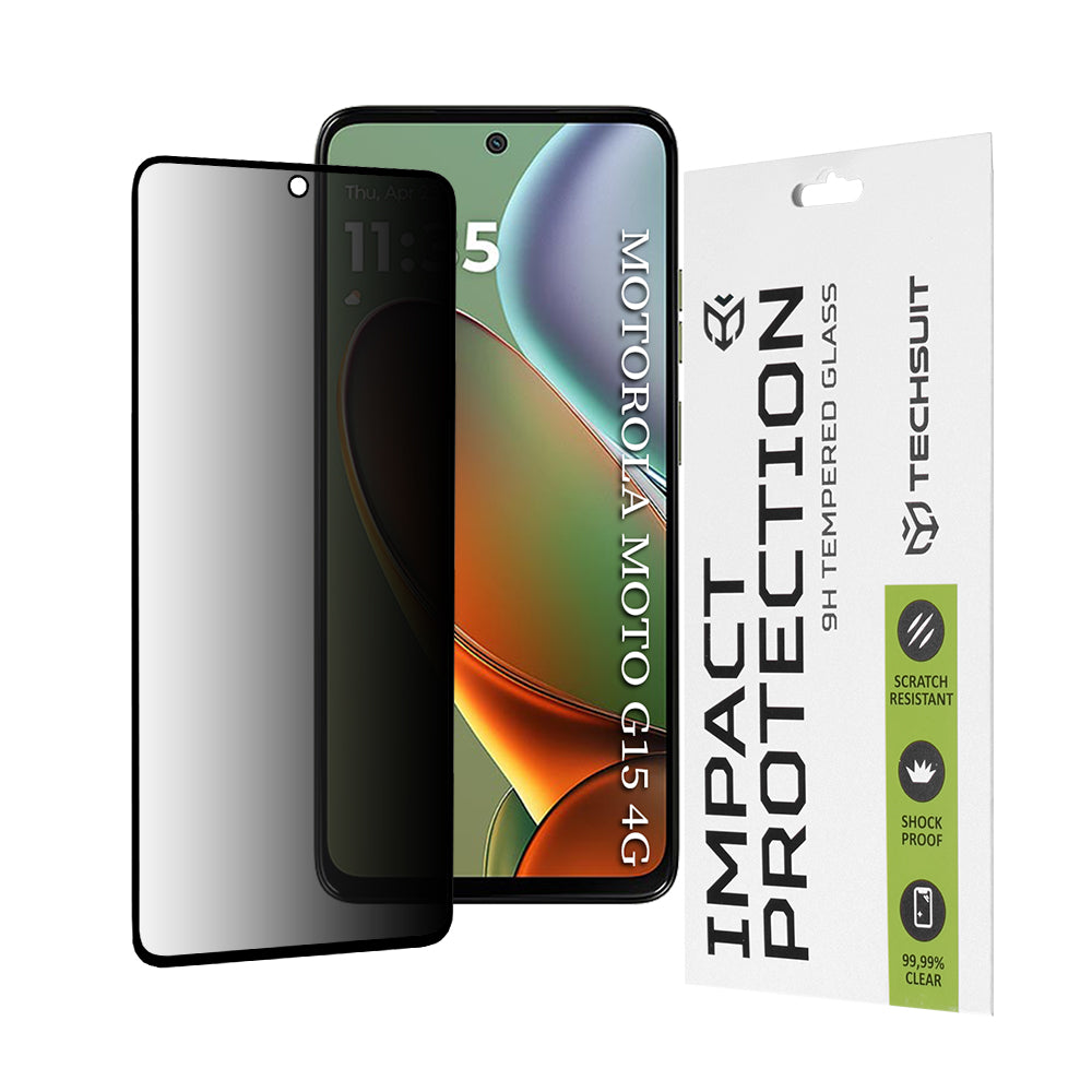 Techsuit - 111D Privacy FullÂ Glue - Motorola Moto G15 / G15 Power - Black