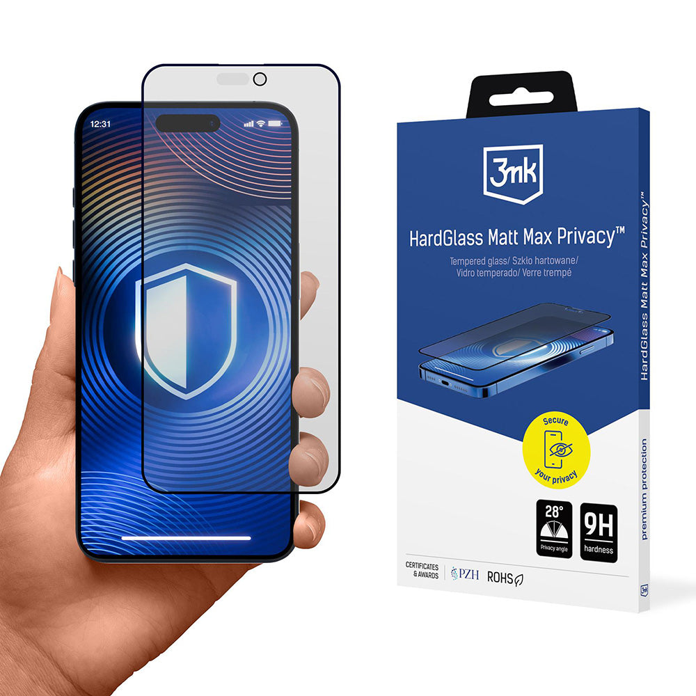 3mk - HardGlass Matt Max Tempered Screen Protector - iPhone 17 Pro Max - Privacy