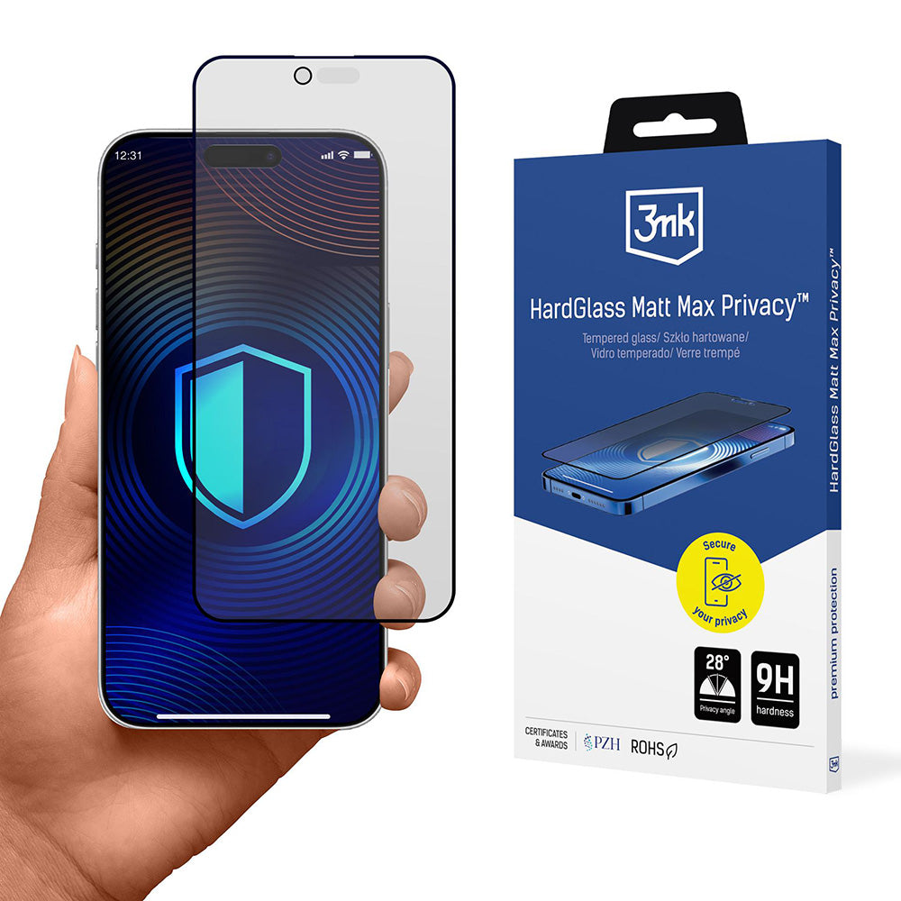 3mk - HardGlass Matt Max Tempered Screen Protector - iPhone 17 Air - Privacy