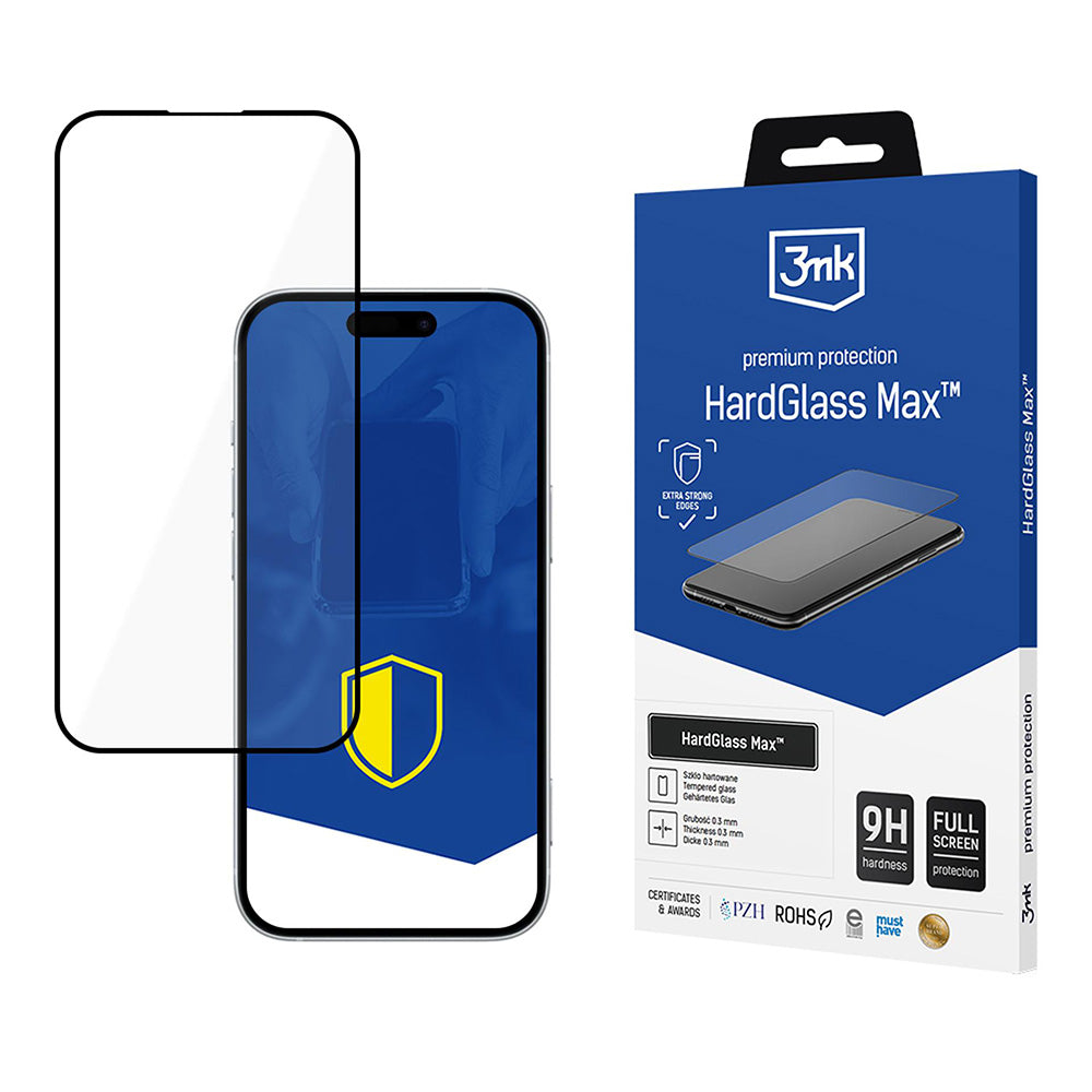 3mk - HardGlass Max Tempered Screen Protector - iPhone 17 Pro - Black