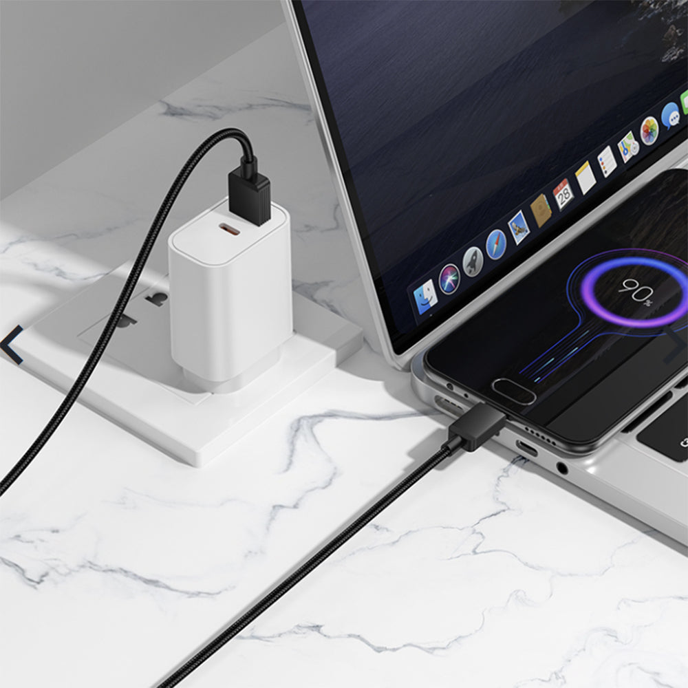 Borofone - Data Cable Placer Series (BX120) - USB to USB-Micro, Aluminum Alloy Shell, Nylon Braided Cable, 2.4A, 1m - Black