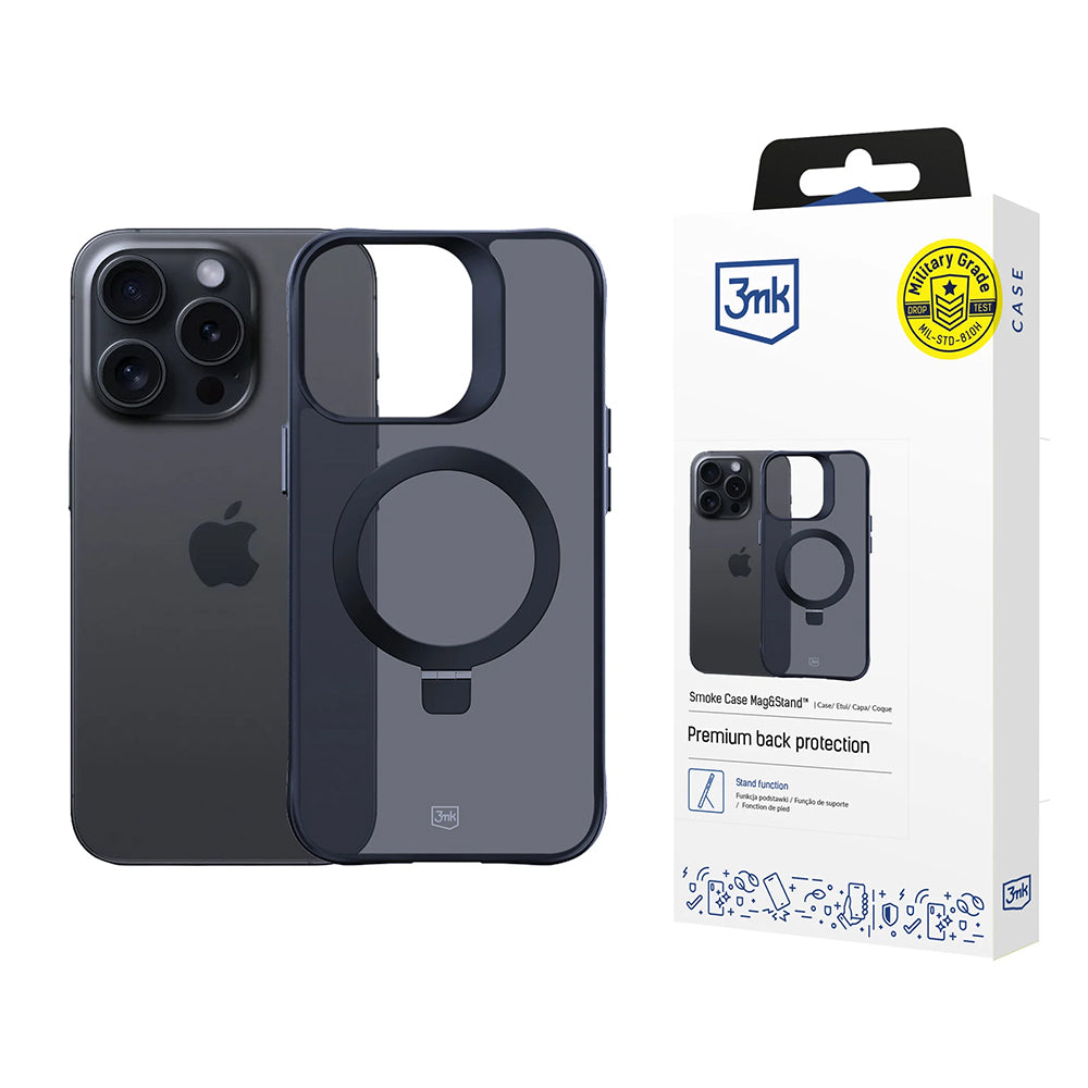 3mk - Smoke Case Mag&Stand - iPhone 16 Pro Max - Black
