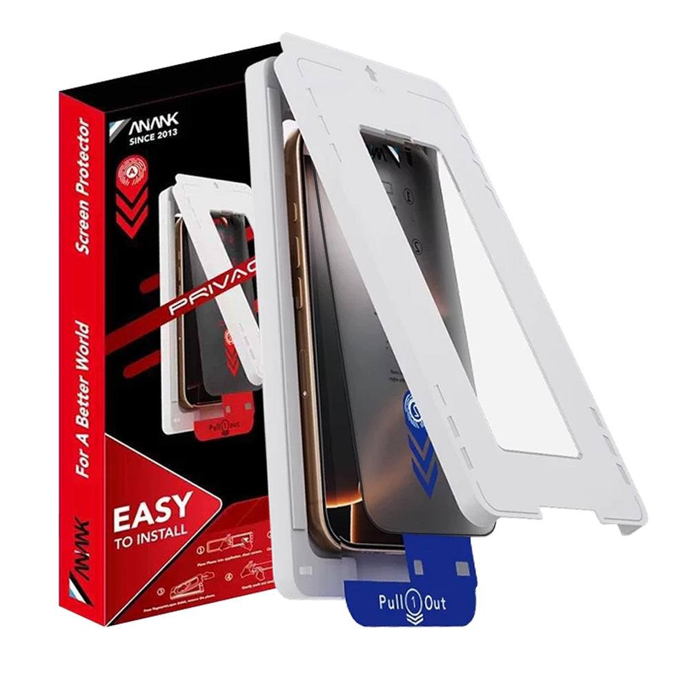 ANANK - 2.5D 5X Reinforced Privacy Screen Protector with Installation Box - iPhone 17 - Black