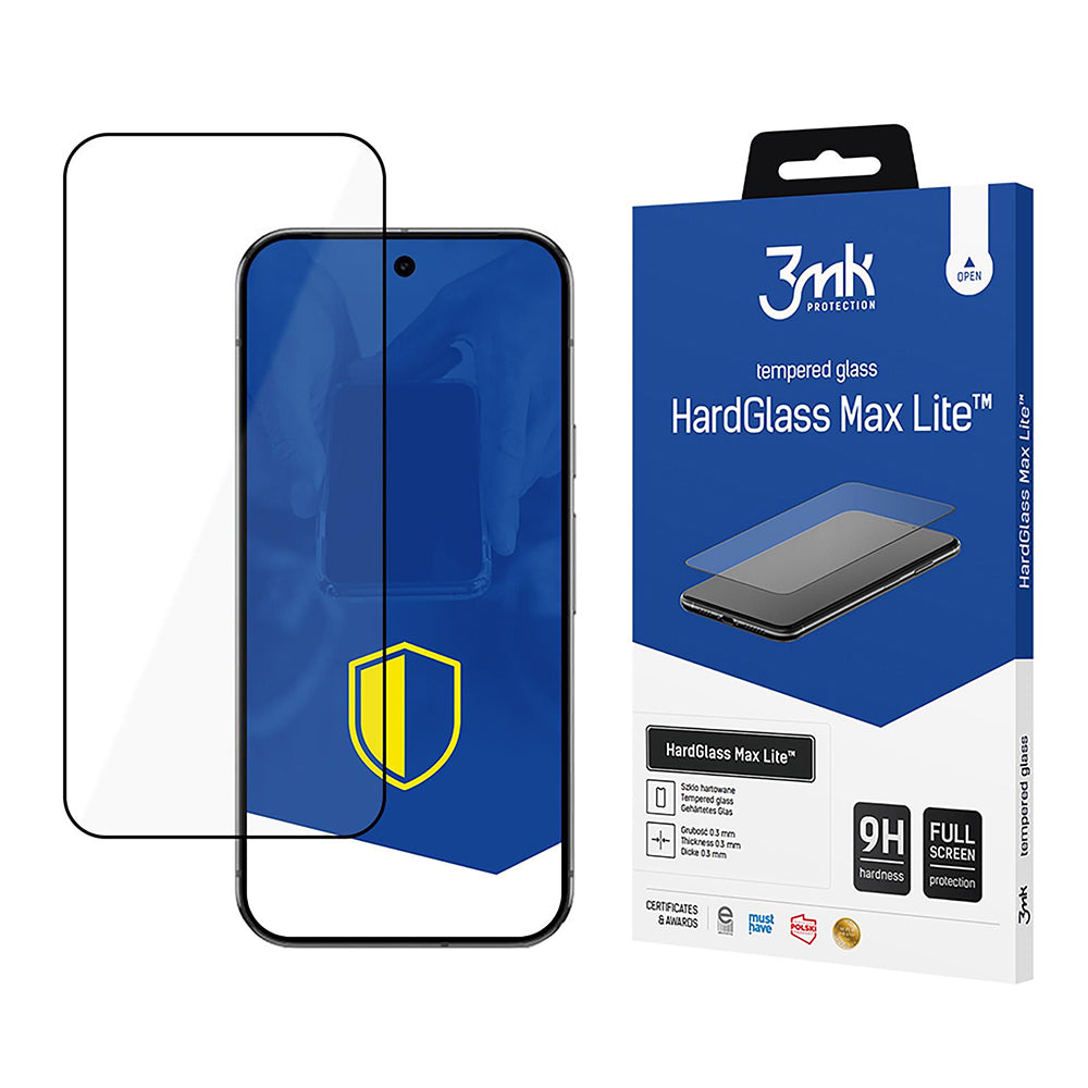 3mk - HardGlass Max Lite Screen Protector - Google Pixel 9 Pro XL - Black