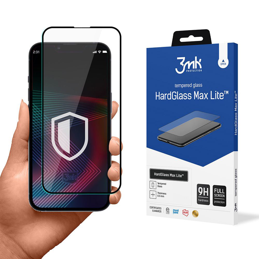 3mk - HardGlass Max Lite Tempered Screen Protector - iPhone 13 / iPhone 13 Pro / iPhone 14 - Black
