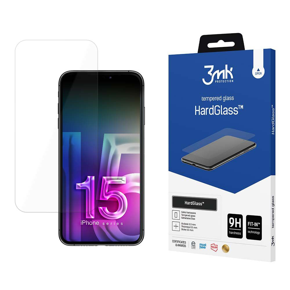 3mk - HardGlass Tempered Screen Protector - iPhone 15 - Clear