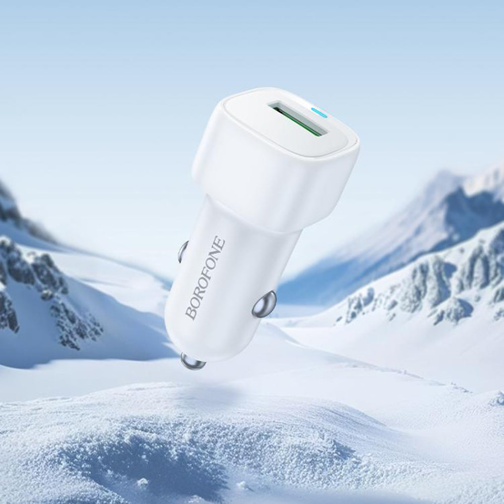 Borofone - Car Charger Cloud (BZ34) - USB, Single Port, 18W (QC/FCP/AFC), ABS, for 12-24V - White