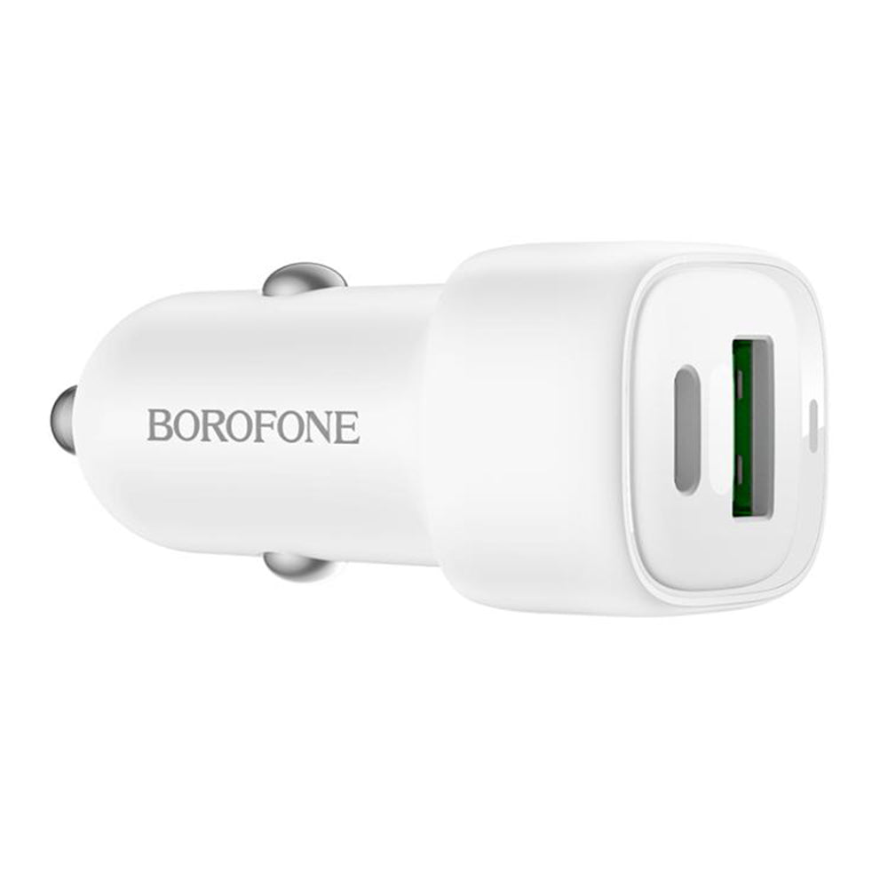 Borofone - Car Charger Cloud (BZ34B) - Type-C, USB, PD20W, QC3.0, Dual Port, 38W, ABS - White