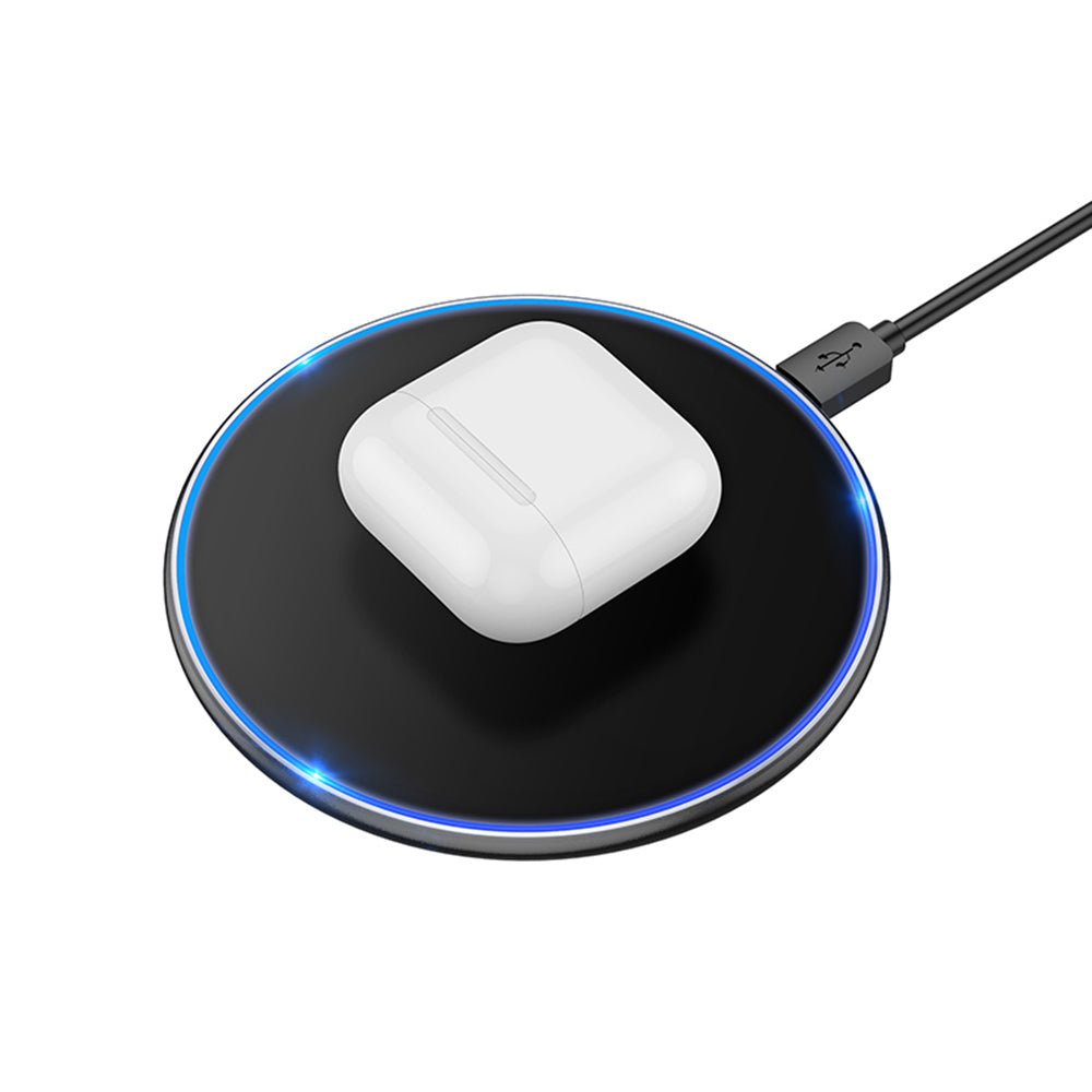 Borofone - Wireless Charger Pro (BQ3) - Type-C Cable Included, 15W, Fast Charging, Aluminum Alloy, Edge Light Design - Black