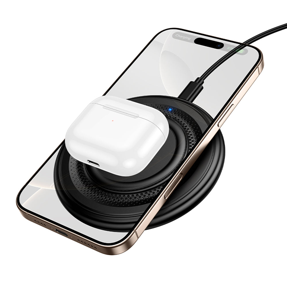 Borofone - Wireless Charger Crown (BQ40) - Type-C Cable Included, 15W, Fast Charging, ABS + PC, 9V/2A - Black