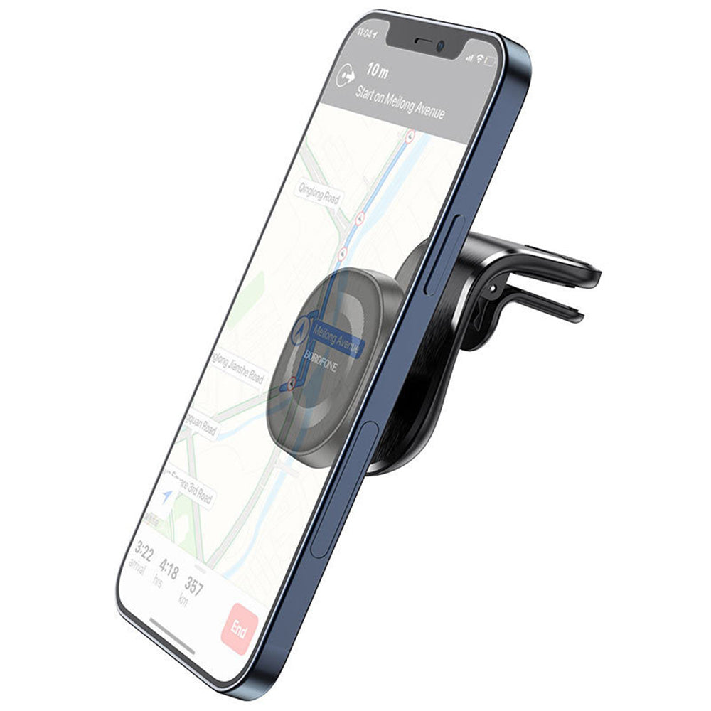 Borofone - Car Holder Kyle (BH40) - for Air Vent, Aluminum Alloy + ABS + Silicone, N38 Magnets, 4.7 - 6.5" - Black