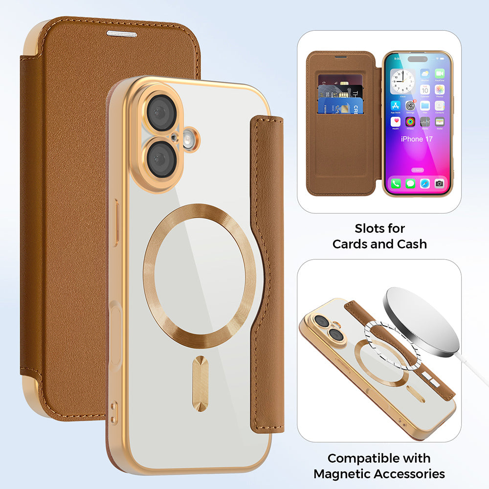 Techsuit - SmartMag Book Case - iPhone 17 - Brown