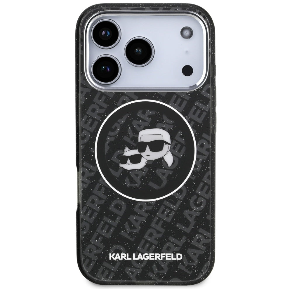 Karl Lagerfeld - Glitter MagSafe (KLHMP17LHMKBKCHOK) - iPhone 17 Pro - Black Karl&Choupette Head