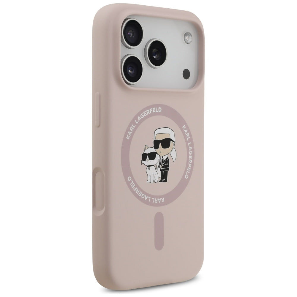 Karl Lagerfeld - Silicone Ring MagSafe (KLHMP17LSCMKCRHP) - iPhone 17 Pro - Pink Karl&Choupette