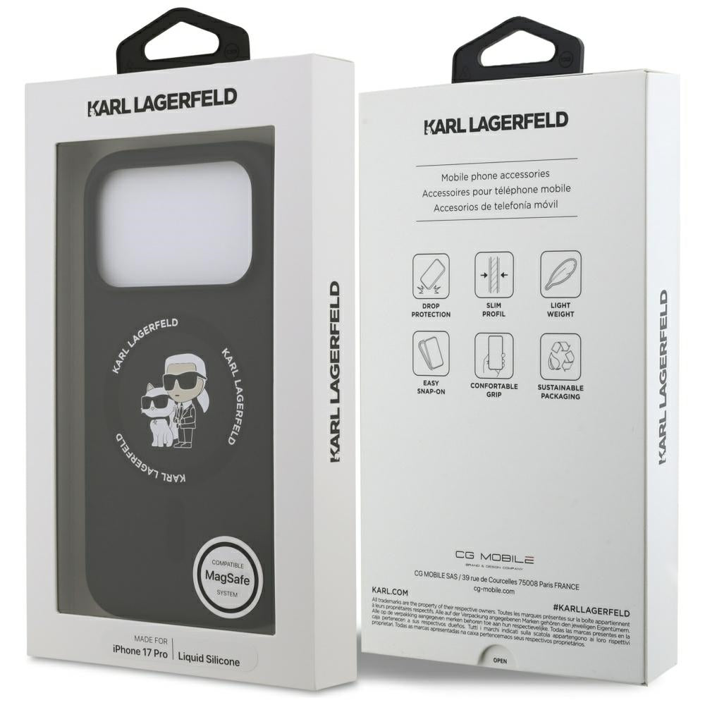 Karl Lagerfeld - Silicone Ring MagSafe (KLHMP17LSCMKCRHK) - iPhone 17 Pro - Black Karl&Choupette