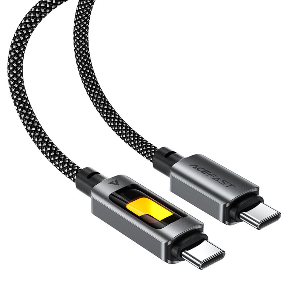 Acefast - Data Cable (C21-03) - Fast Charge, Type-C to Type-C, 60W, 3A, Colorful Gradient Lighting Effect, 1.2m - Black