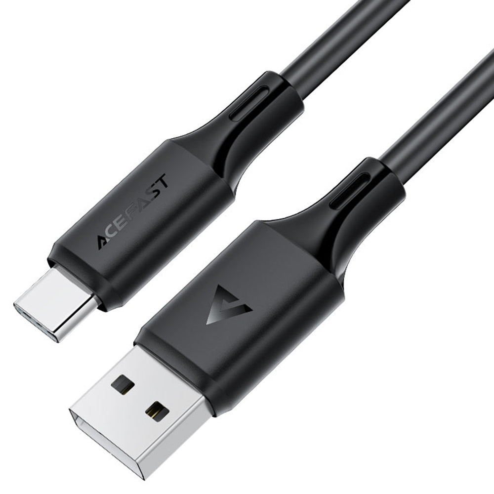 Acefast - Data Cable (C17-04) - USB to Type-C, Fast Charging, 3A, Bend-Resistant, Soft Silicone, 1.2m - Black