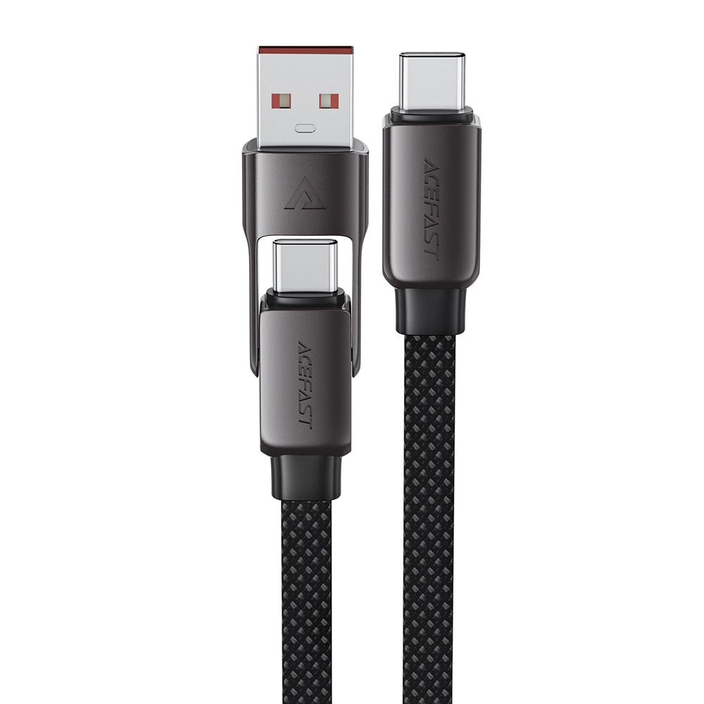 Acefast - Data Cable (C13-04) - Fast Charge, Type-C to USB, Type-C, 60W, 3A, Bend-Resistant, Zinc Alloy, 1.2m - Black