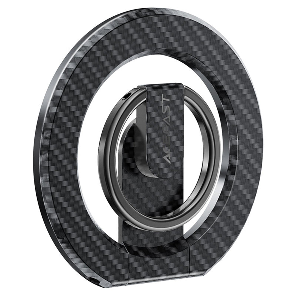 Acefast - Phone Ring Holder (E25) - MagSafe, Carbon Fiber Pattern, Foldable, 360Â° Rotating, Strong Magnets - Black