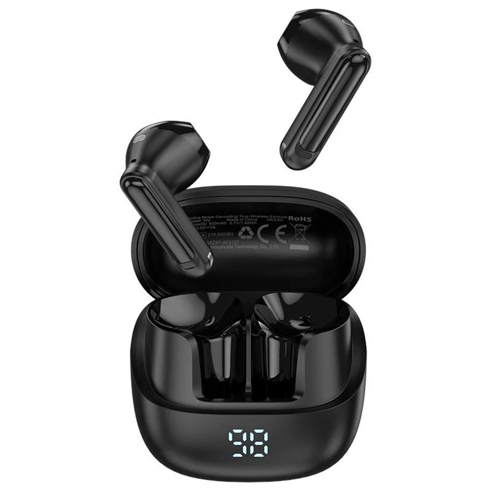 Acefast - Wireless Earbuds (W2) - TWS, Bluetooth 5.4, 4-Mic ENC, IPX4, 400mAh, LED Digital Display, Magnetic Design - Black