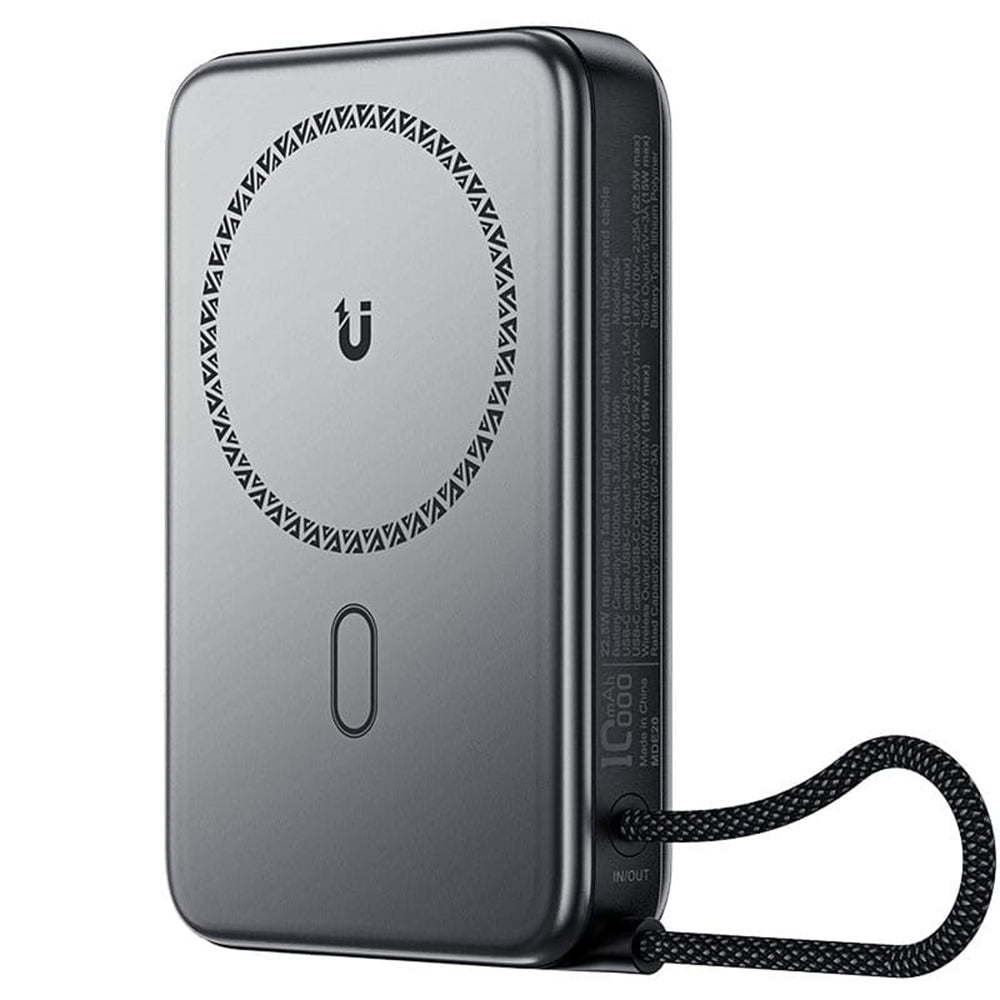 Acefast - Magnetic Wireless Power Bank (M24-10000) - with Type-C Cable, Holder, USB-C Port, 10000mAh, 22.5W, LED - Metal Gray