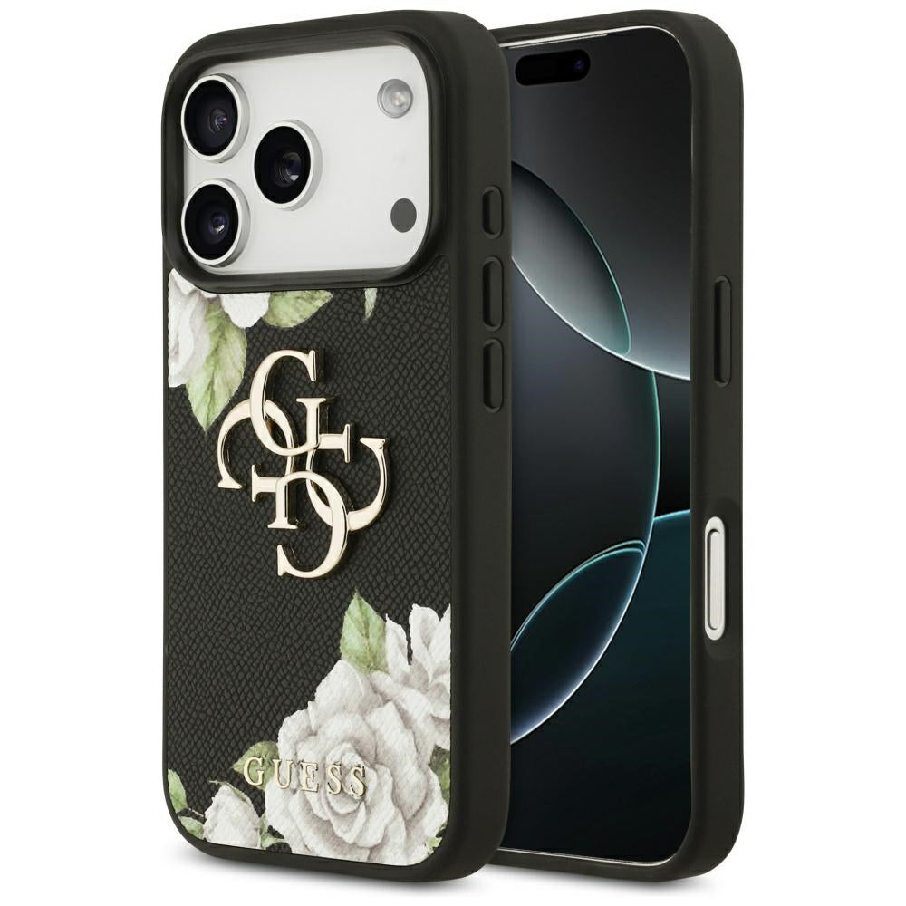 Guess - Hardcase 4G Grained Roses Big Logo (GUHCP17LPGROP4MK) - iPhone 17 Pro - Black